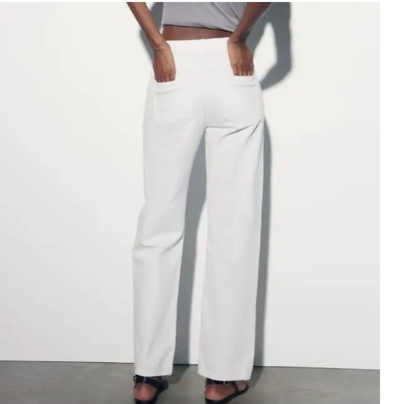 Zara White Full Length Straight Jeans Size 8 - Picture 2 of 12